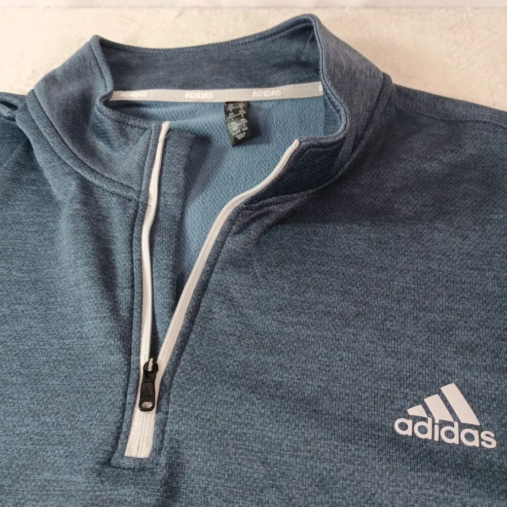Adidas Golf 2XL Quarter Zip Pullover Blue Fleece Lined Performance Jacket
